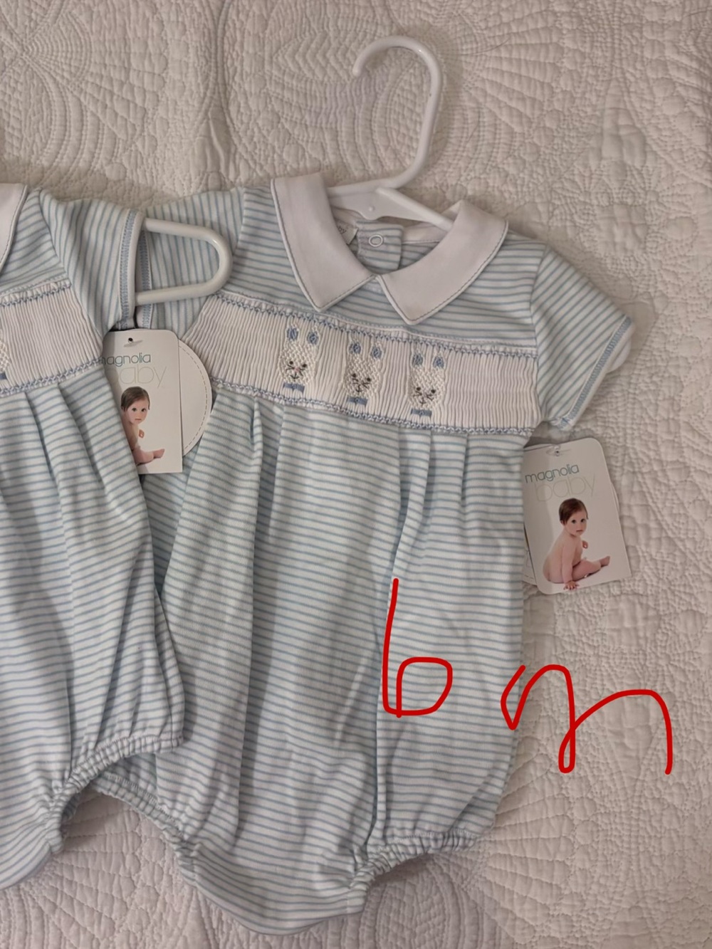 Magnolia Blue & White Striped bunny Smocked